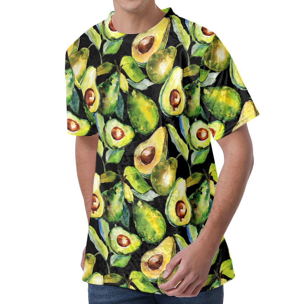 Watercolor Avocado Print Men's Velvet T-Shirt