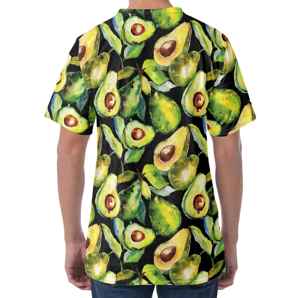 Watercolor Avocado Print Men's Velvet T-Shirt