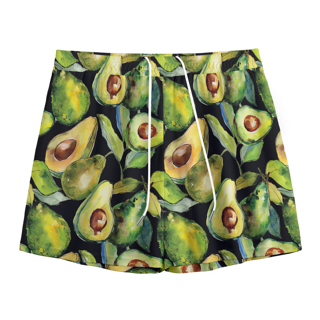 Watercolor Avocado Print Mesh Shorts