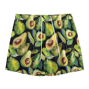 Watercolor Avocado Print Mesh Shorts