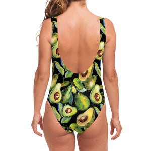 Watercolor Avocado Print One Piece Swimsuit