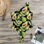 Watercolor Avocado Print One Shoulder Bodysuit