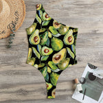 Watercolor Avocado Print One Shoulder Bodysuit