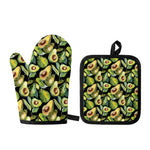 Watercolor Avocado Print Oven Mitt And Pot Holder Set