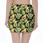 Watercolor Avocado Print Pencil Mini Skirt