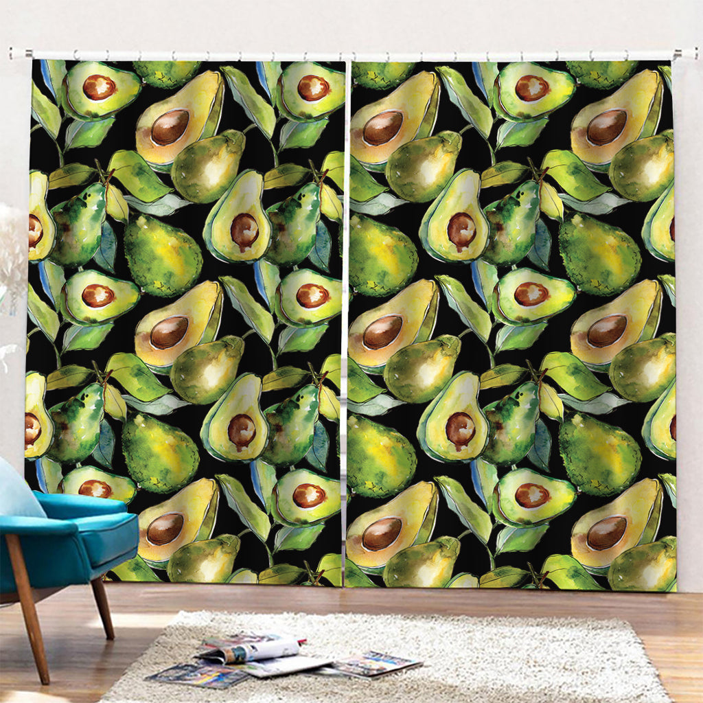 Watercolor Avocado Print Pencil Pleat Curtains