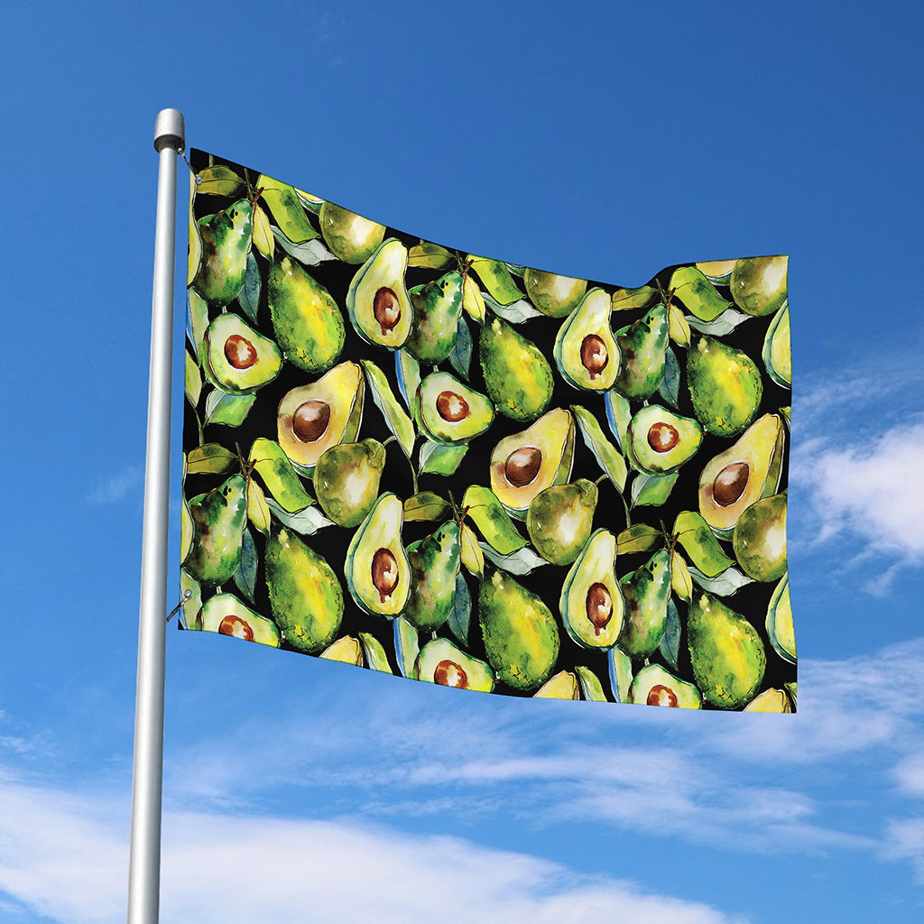 Watercolor Avocado Print Polyester Flag