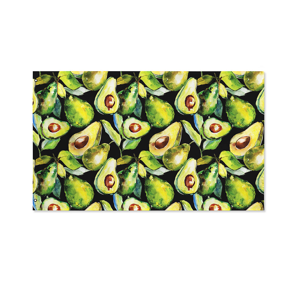 Watercolor Avocado Print Polyester Flag