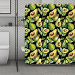 Watercolor Avocado Print Polyester Shower Curtain