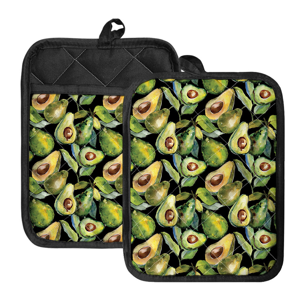 Watercolor Avocado Print Pot Holders With Pocket