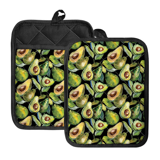 Watercolor Avocado Print Pot Holders With Pocket