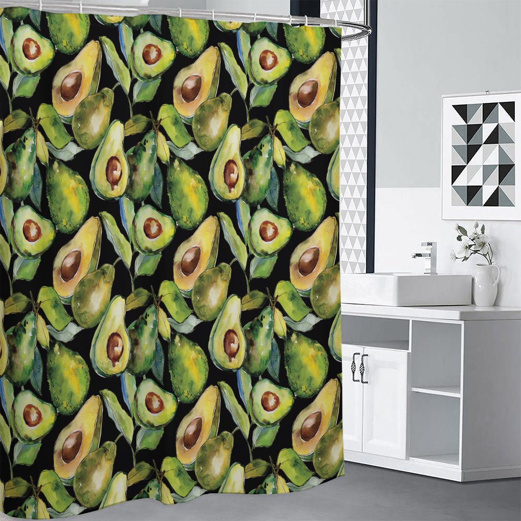 Watercolor Avocado Print Premium Shower Curtain