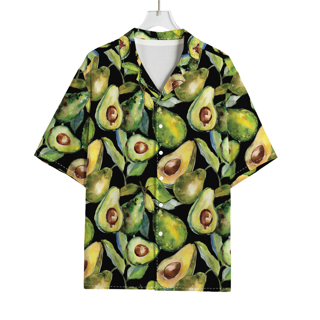 Watercolor Avocado Print Rayon Hawaiian Shirt