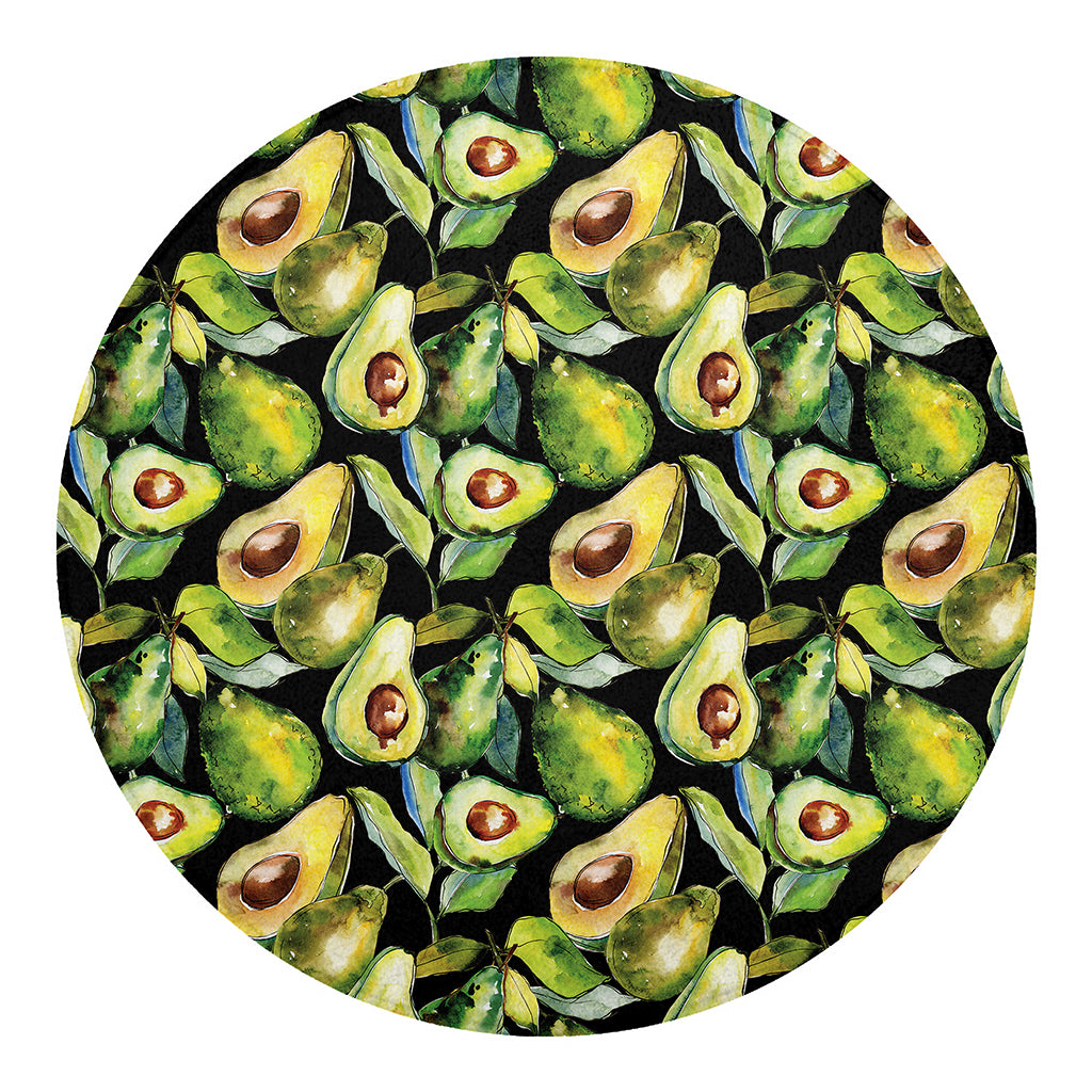 Watercolor Avocado Print Round Blanket