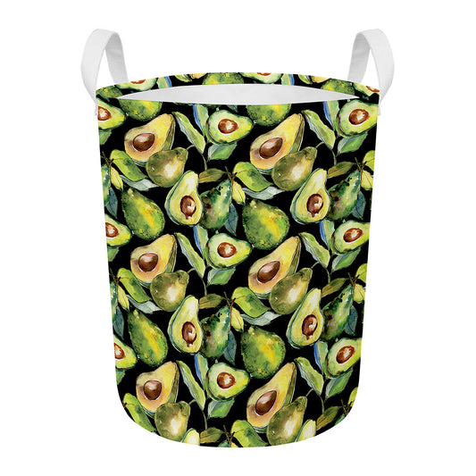 Watercolor Avocado Print Round Laundry Basket