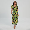 Watercolor Avocado Print Short Sleeve Maxi Dress