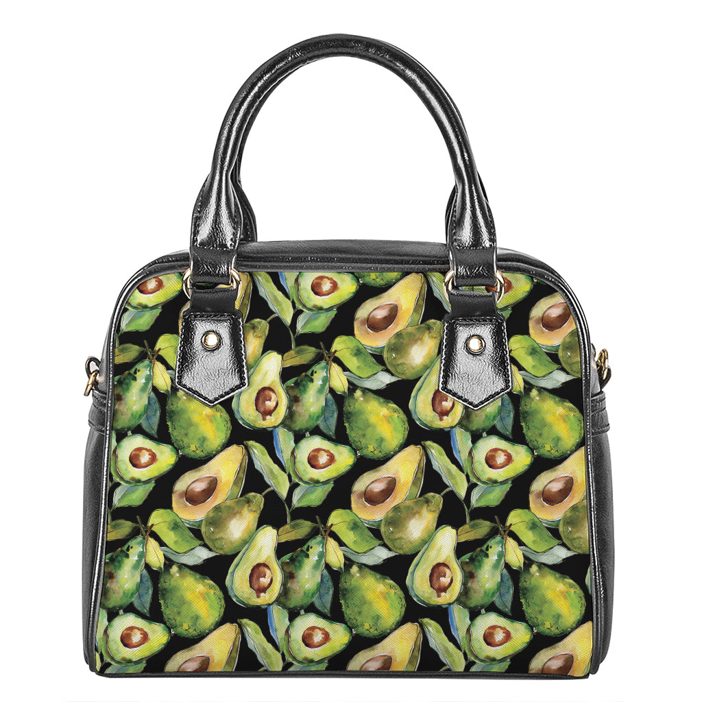 Watercolor Avocado Print Shoulder Handbag