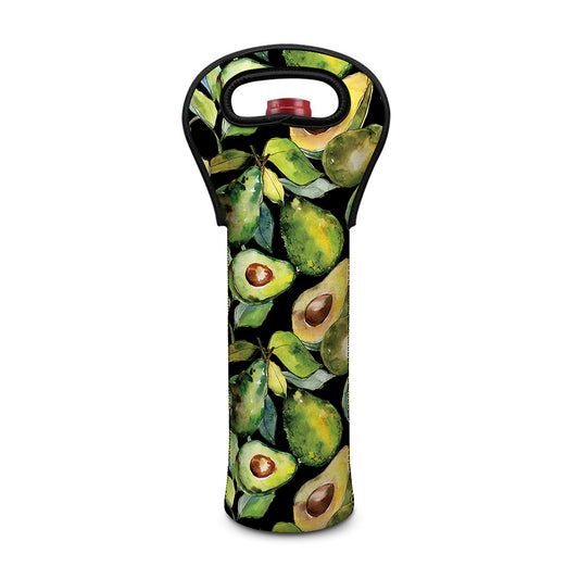 Watercolor Avocado Print Single Neoprene Wine Tote