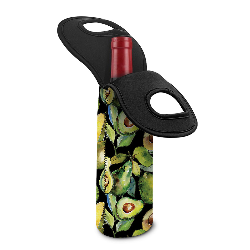 Watercolor Avocado Print Single Neoprene Wine Tote