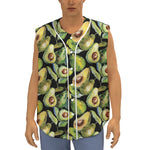 Watercolor Avocado Print Sleeveless Baseball Jersey