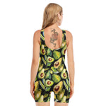 Watercolor Avocado Print Sleeveless One Piece Swimsuit