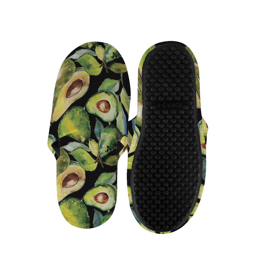 Watercolor Avocado Print Slippers