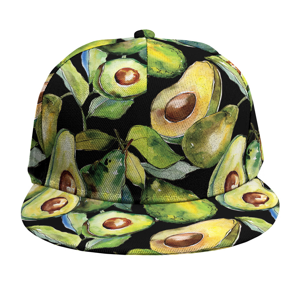 Watercolor Avocado Print Snapback Cap