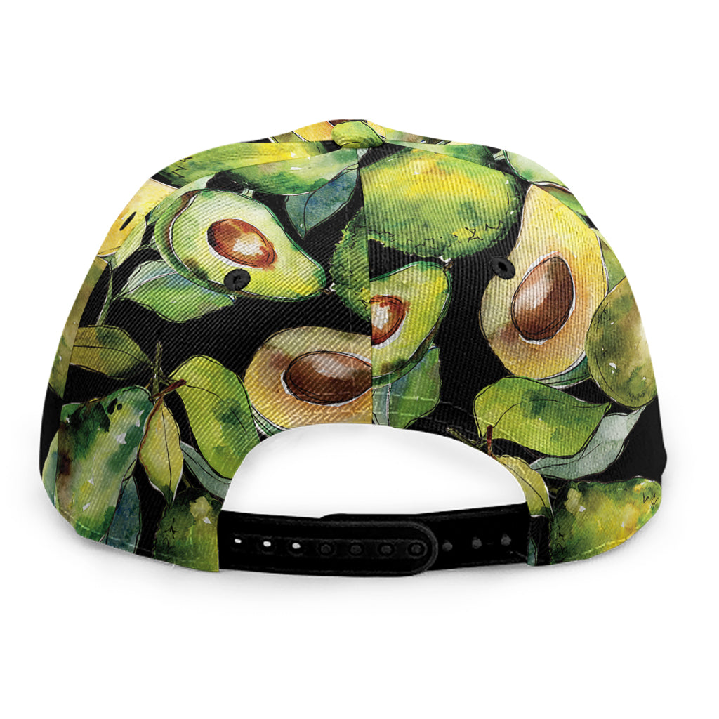 Watercolor Avocado Print Snapback Cap