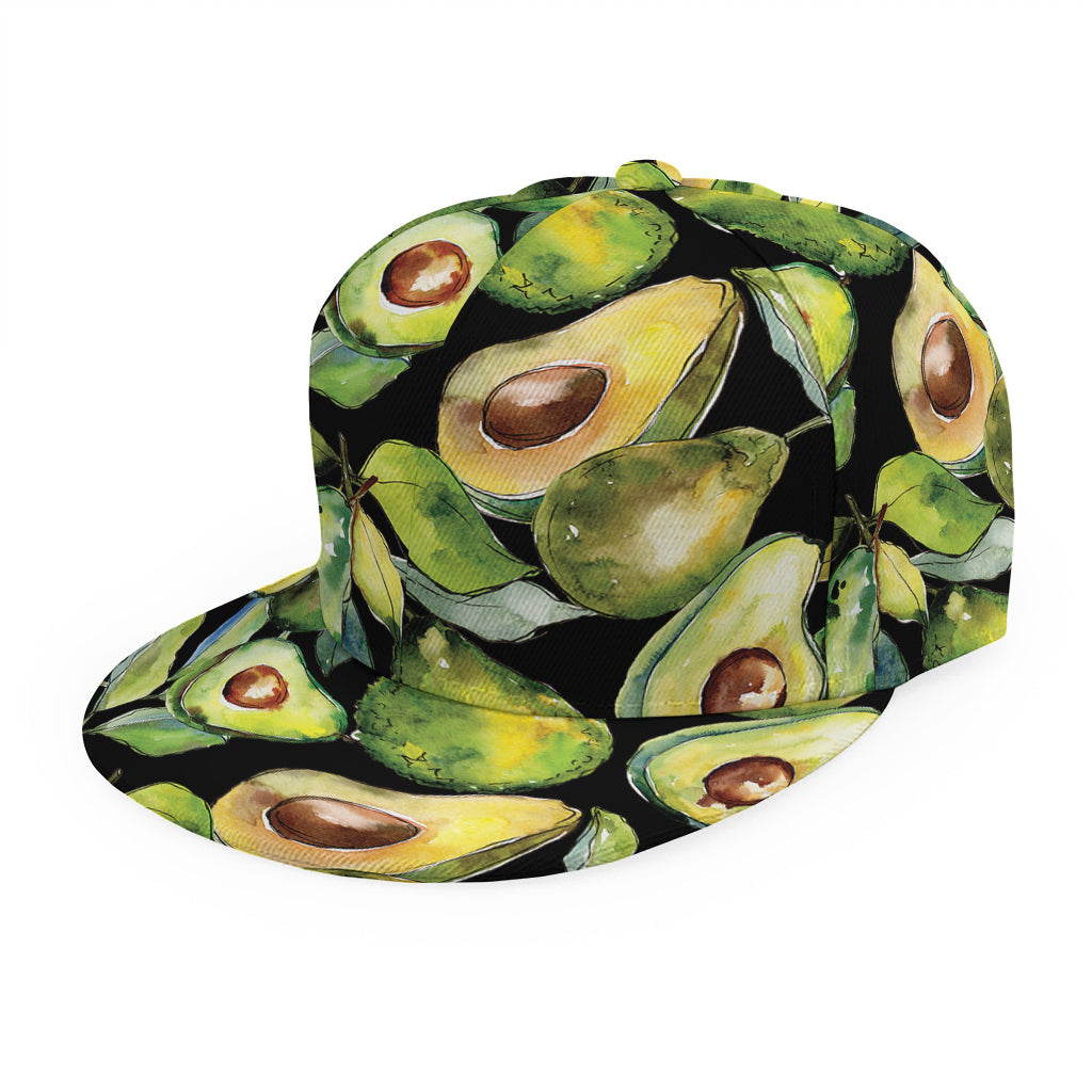 Watercolor Avocado Print Snapback Cap