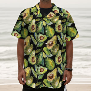 Watercolor Avocado Print Textured Short Sleeve Shirt