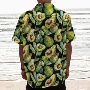 Watercolor Avocado Print Textured Short Sleeve Shirt