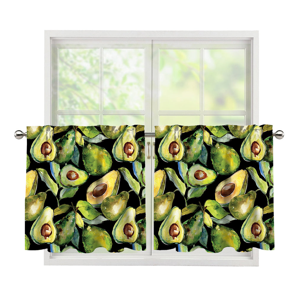 Watercolor Avocado Print Tier Curtains