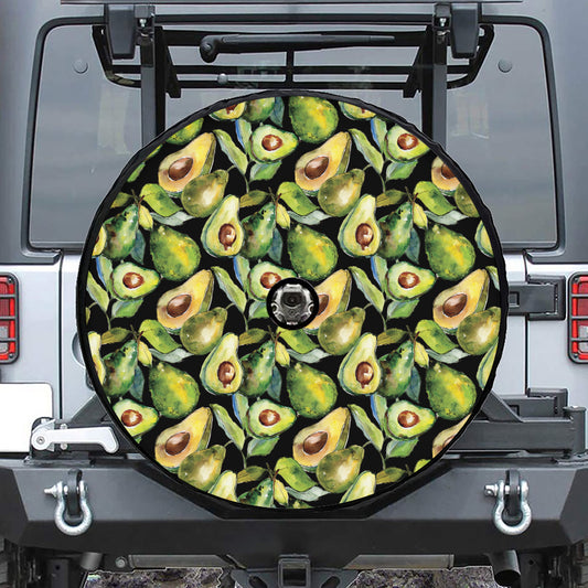 Watercolor Avocado Print Tire Cover With Camera Hole