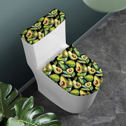 Watercolor Avocado Print Toilet Lid And Tank Cover Set