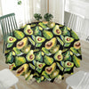 Watercolor Avocado Print Waterproof Round Tablecloth