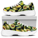 Watercolor Avocado Print White Chunky Shoes