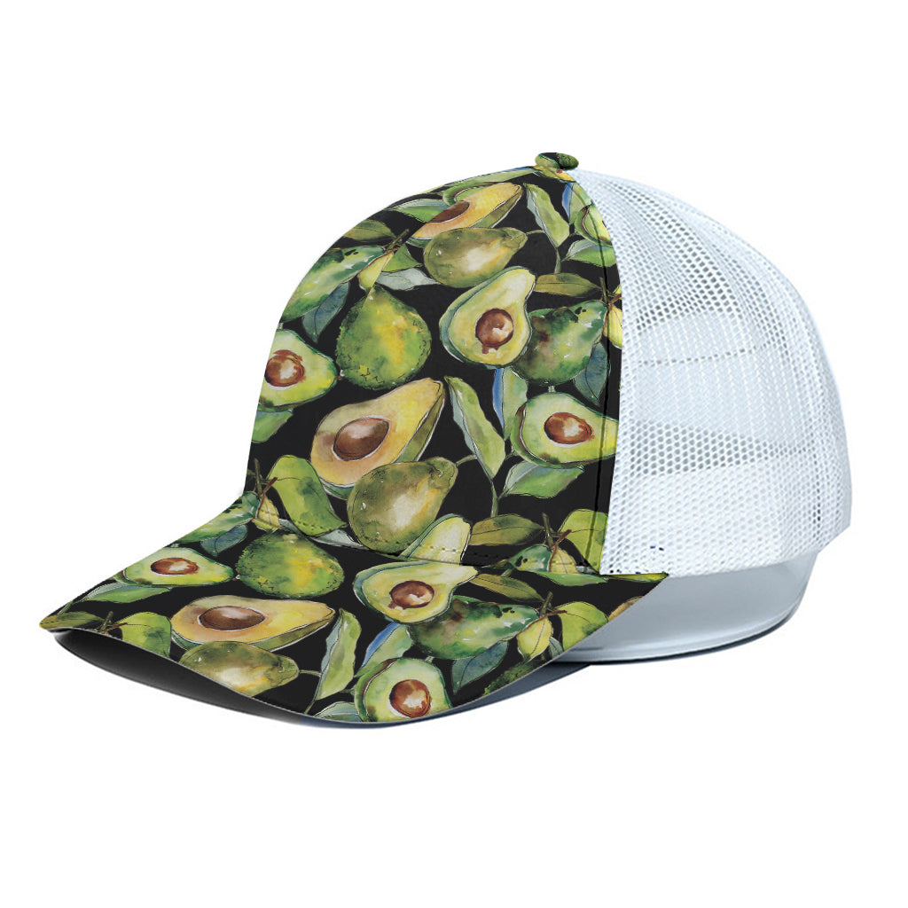 Watercolor Avocado Print White Mesh Trucker Cap