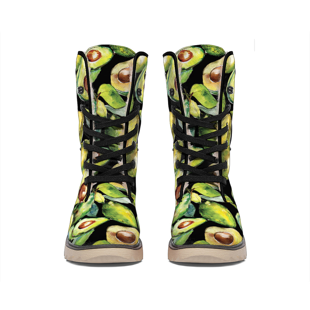 Watercolor Avocado Print Winter Boots