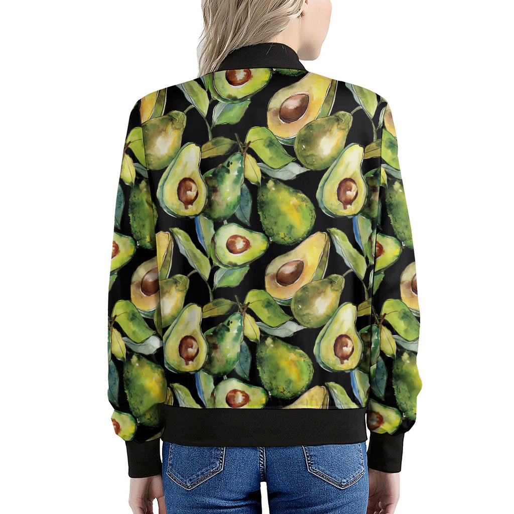 Watercolor Avocado Print Women's Bomber Jacket