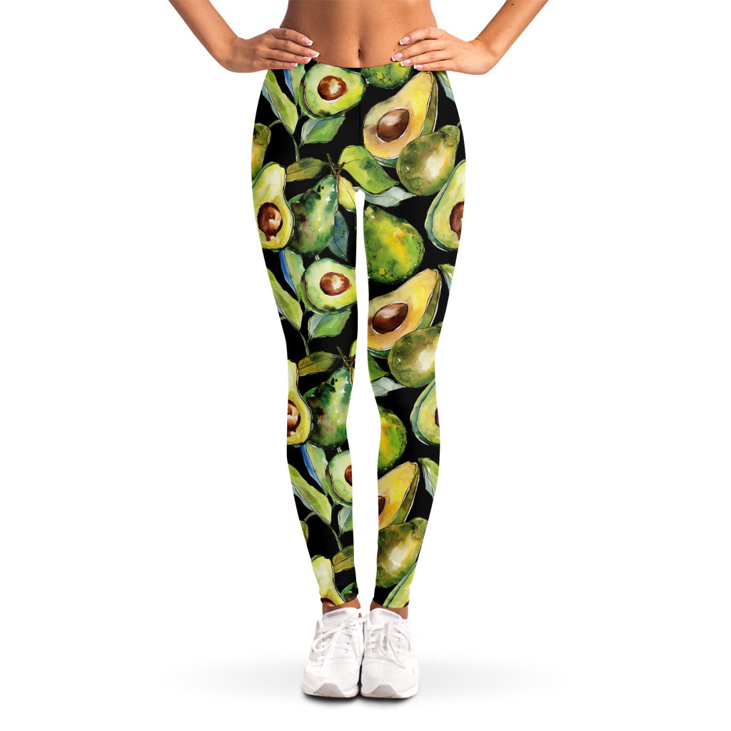 Watercolor Avocado Print Women's Leggings