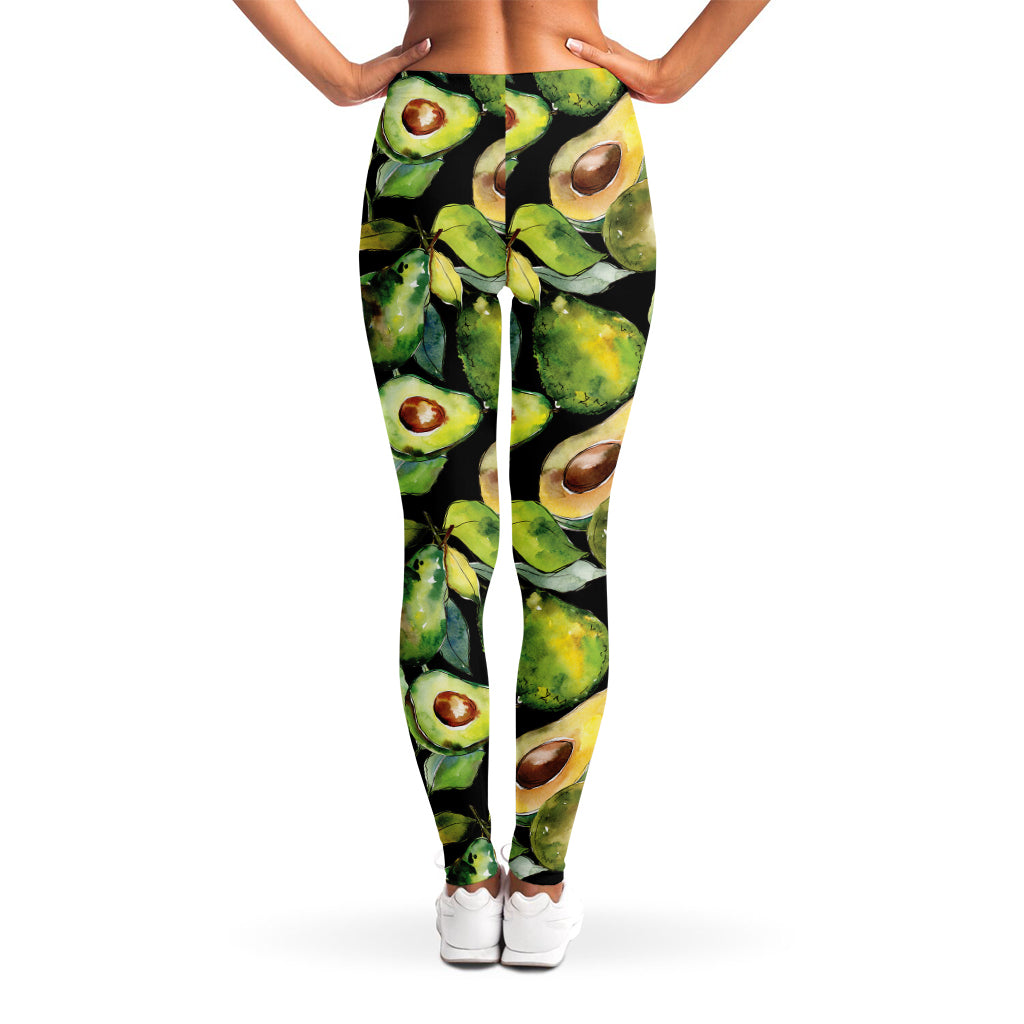 Watercolor Avocado Print Women's Leggings