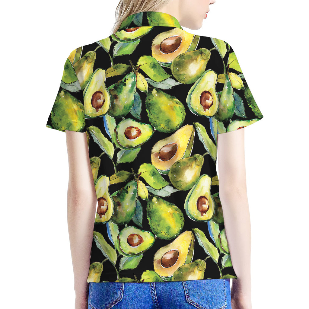 Watercolor Avocado Print Women's Polo Shirt