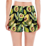 Watercolor Avocado Print Women's Split Running Shorts