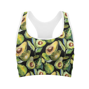 Watercolor Avocado Print Women's Sports Bra