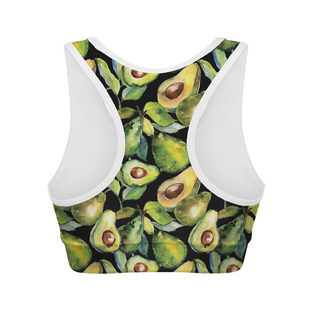 Watercolor Avocado Print Women's Sports Bra