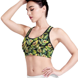 Watercolor Avocado Print Women's Sports Bra