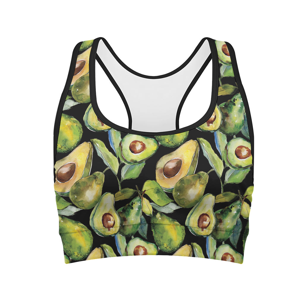 Watercolor Avocado Print Women's Sports Bra