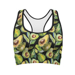 Watercolor Avocado Print Women's Sports Bra