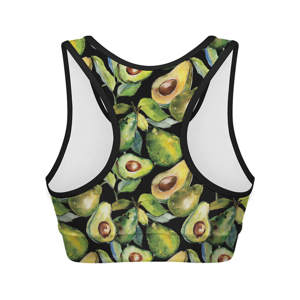 Watercolor Avocado Print Women's Sports Bra