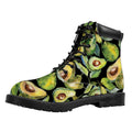 Watercolor Avocado Print Padded Collar Lace Up Boots